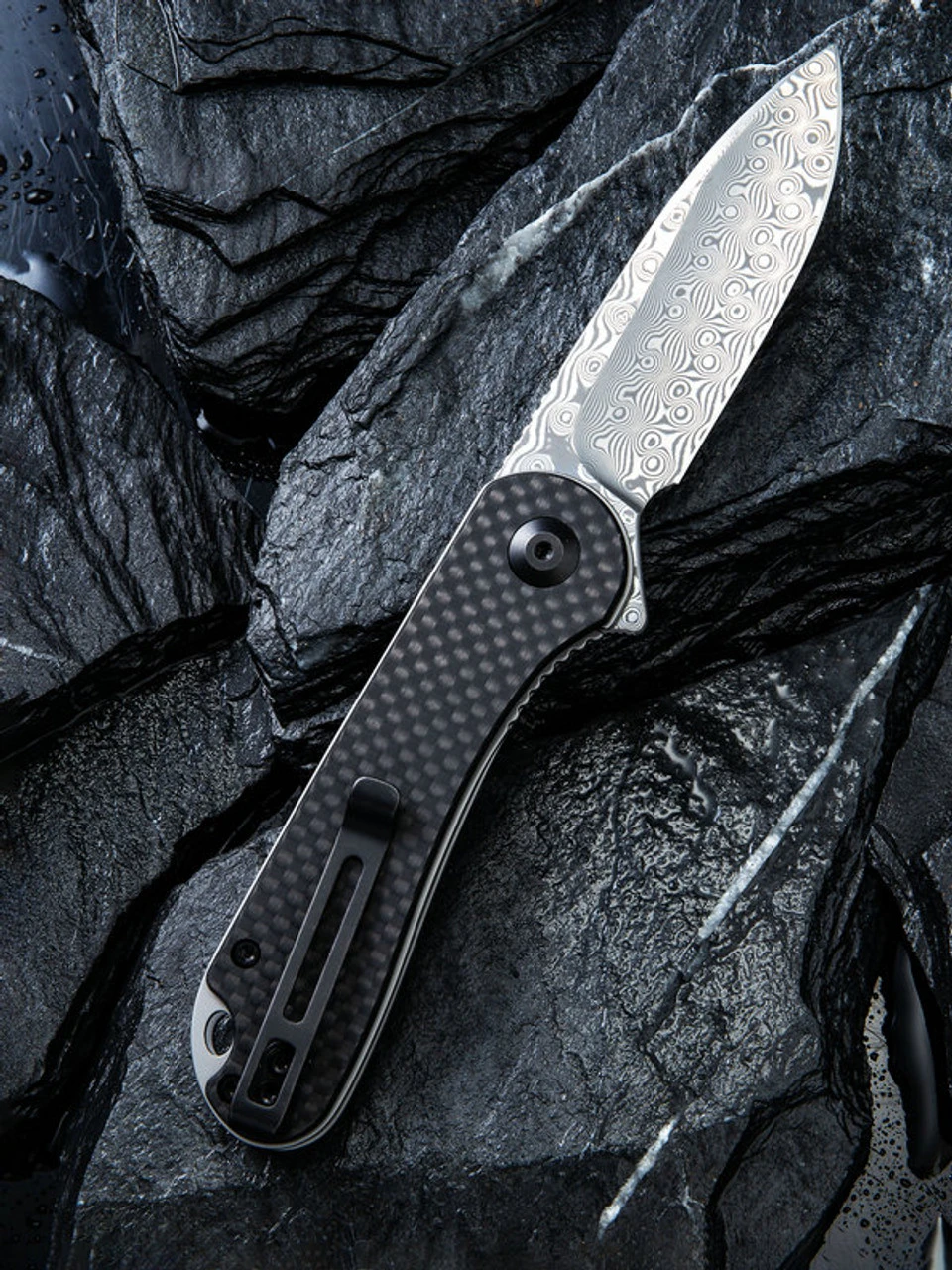 CIVIVI Elementum - Blk G10 /Twill CF (2.96" Damascus) C907DS 2 CIVIVI Elementum - Blk G10 /Twill CF (2.96" Damascus) C907DS - Image 2