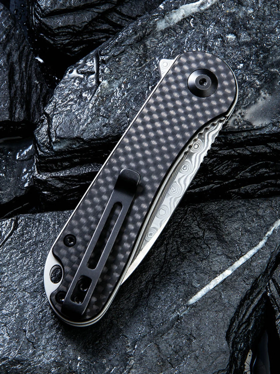 CIVIVI Elementum - Blk G10 /Twill CF (2.96" Damascus) C907DS 4 CIVIVI Elementum - Blk G10 /Twill CF (2.96" Damascus) C907DS - Image 4