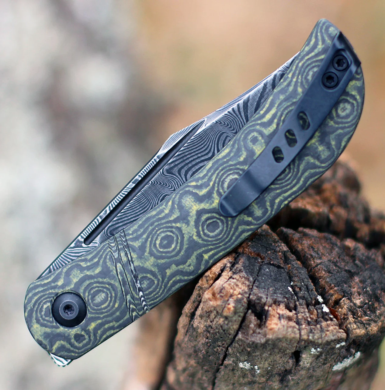 CIVIVI Appalachian Drifter-Yellow/Black G-10 And Carbon Fiber (2.96" Damascus) C2015DS-3 3 CIVIVI Appalachian Drifter-Yellow/Black G-10 And Carbon Fiber (2.96" Damascus) C2015DS-3 - Image 3