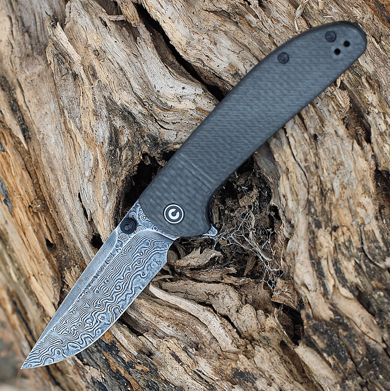 CIVIVI Badlands Vagabond-Blk Twill CF (3.25" Damascus) C2019DS-1 1 CIVIVI Badlands Vagabond-Blk Twill CF (3.25" Damascus) C2019DS-1
