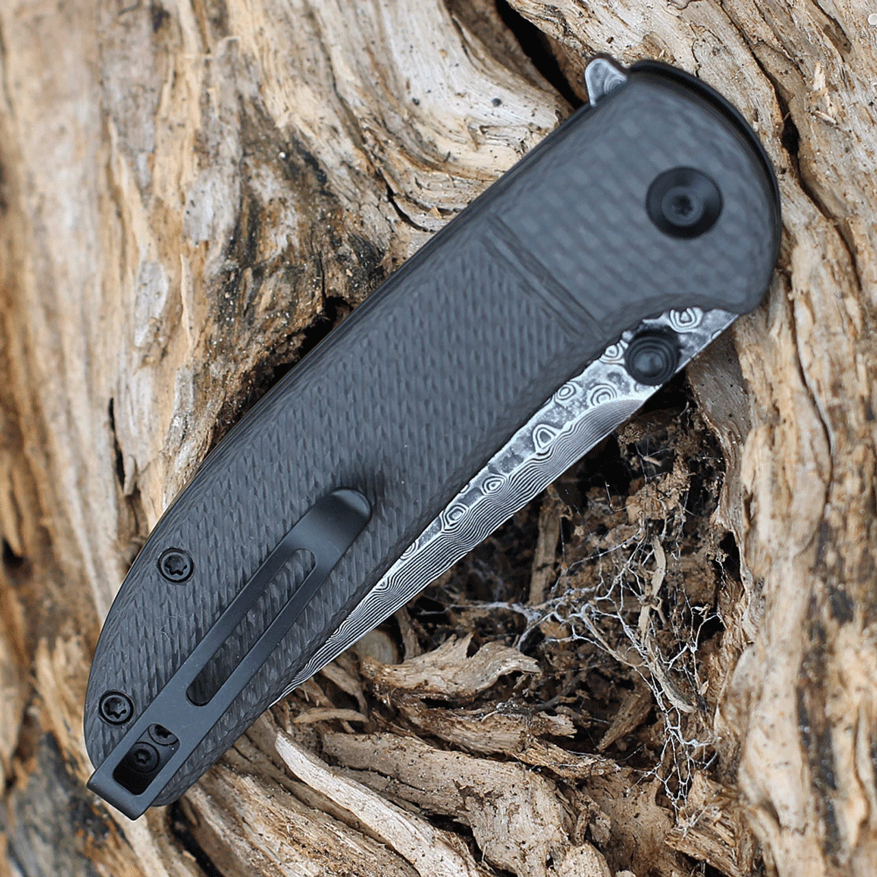 CIVIVI Badlands Vagabond-Blk Twill CF (3.25" Damascus) C2019DS-1 4 CIVIVI Badlands Vagabond-Blk Twill CF (3.25" Damascus) C2019DS-1 - Image 4