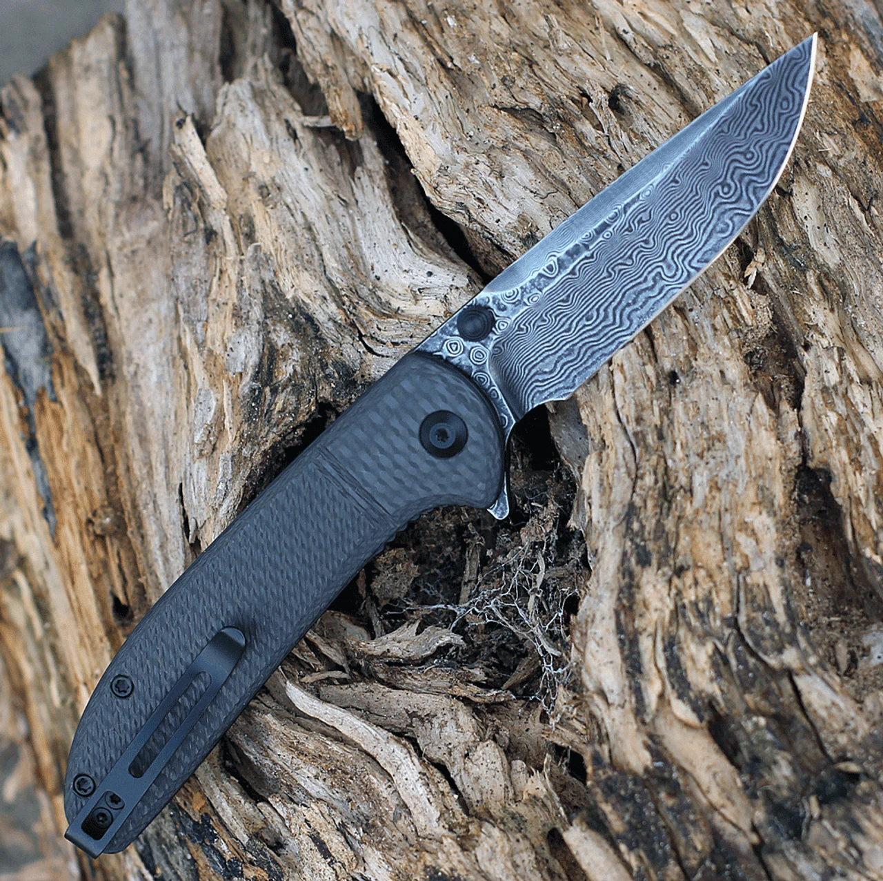 CIVIVI Badlands Vagabond-Blk Twill CF (3.25" Damascus) C2019DS-1 2 CIVIVI Badlands Vagabond-Blk Twill CF (3.25" Damascus) C2019DS-1 - Image 2