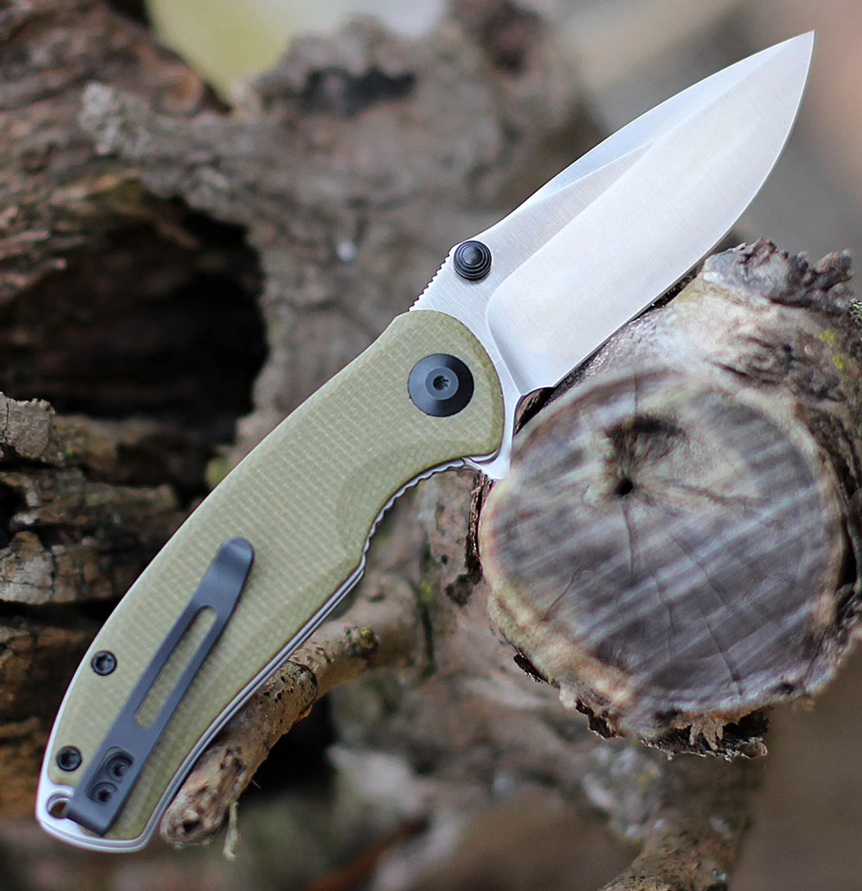 CIVIVI Pintail-Olive Micarta (2.98" Satin S35VN) C2020B 2 CIVIVI Pintail-Olive Micarta (2.98" Satin S35VN) C2020B - Image 2