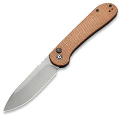 CIVIVI Button Lock Elementum-Brown Micarta (3.47" SW 14C28N) C2103D