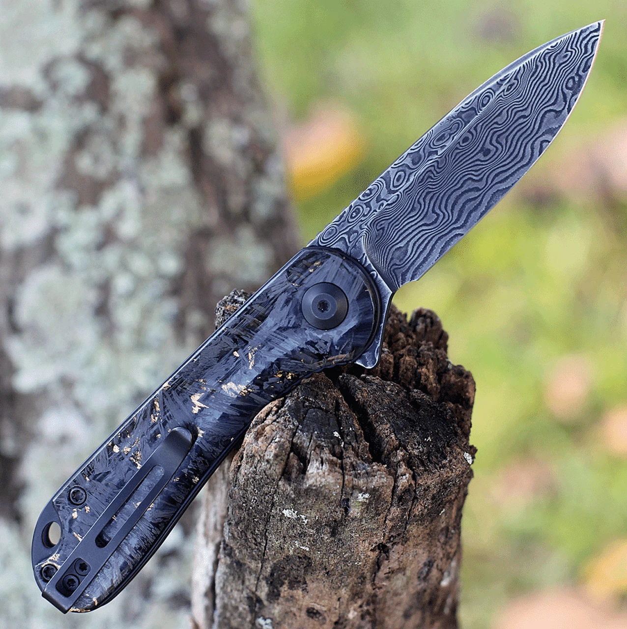 CIVIVI Elementum-Shred CF W/Gold (2.96" Damascus) C907C-DS1 2 CIVIVI Elementum-Shred CF W/Gold (2.96" Damascus) C907C-DS1 - Image 2