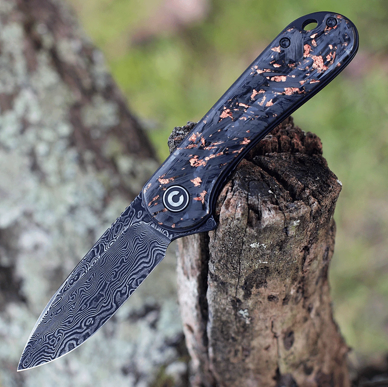 CIVIVI Elementum-Shred CF W/Copper (2.96" Damascus) C907C-DS3 1 CIVIVI Elementum-Shred CF W/Copper (2.96" Damascus) C907C-DS3