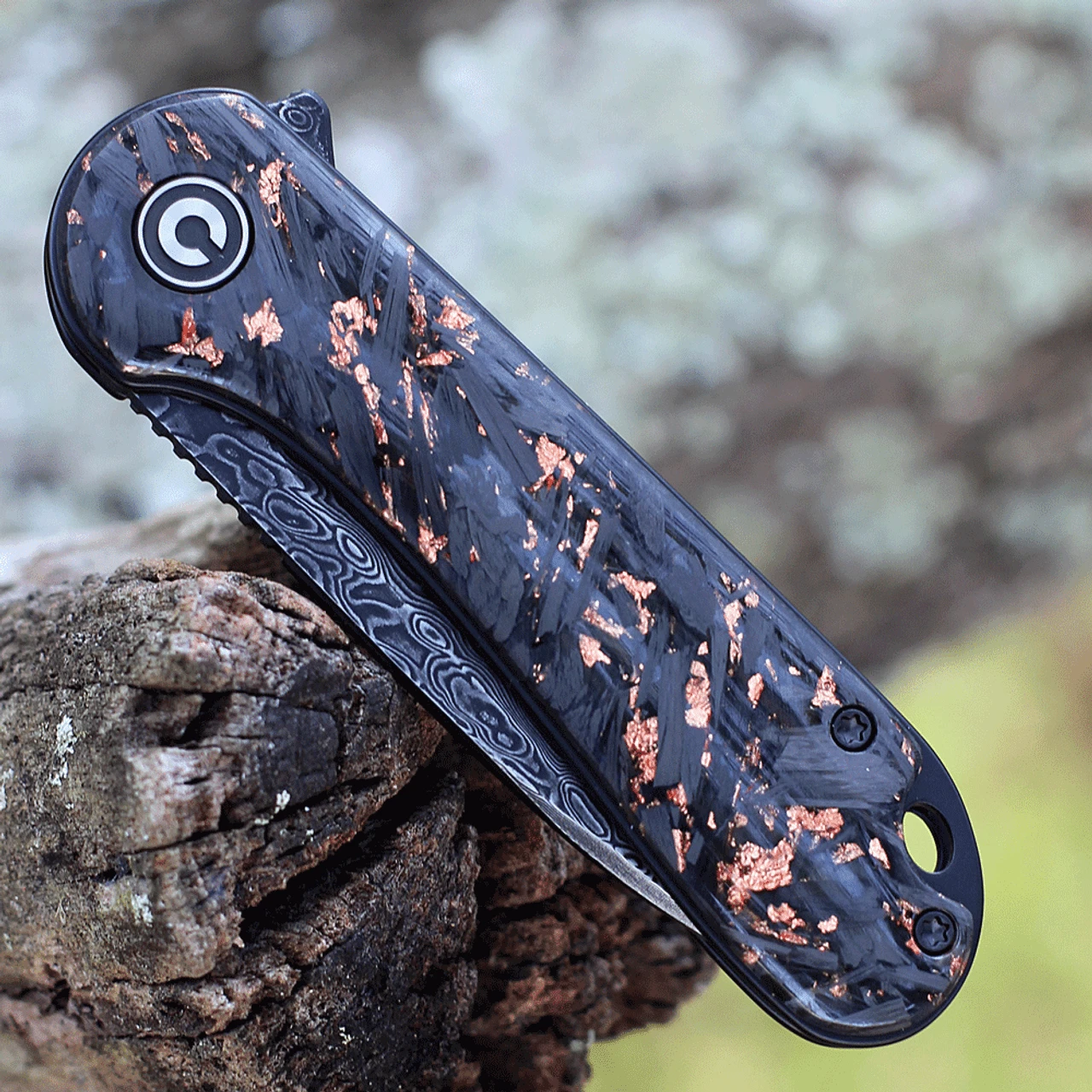CIVIVI Elementum-Shred CF W/Copper (2.96" Damascus) C907C-DS3 4 CIVIVI Elementum-Shred CF W/Copper (2.96" Damascus) C907C-DS3 - Image 4