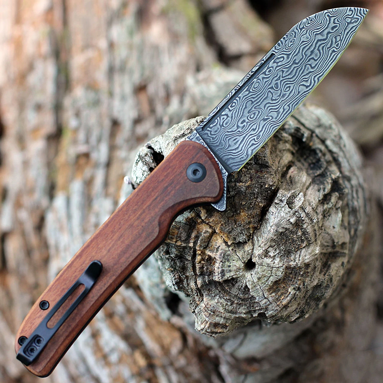CIVIVI Chevalier-Cuibourtia Wood (3.46" Damascus) C20022-DS1 2 CIVIVI Chevalier-Cuibourtia Wood (3.46" Damascus) C20022-DS1 - Image 2