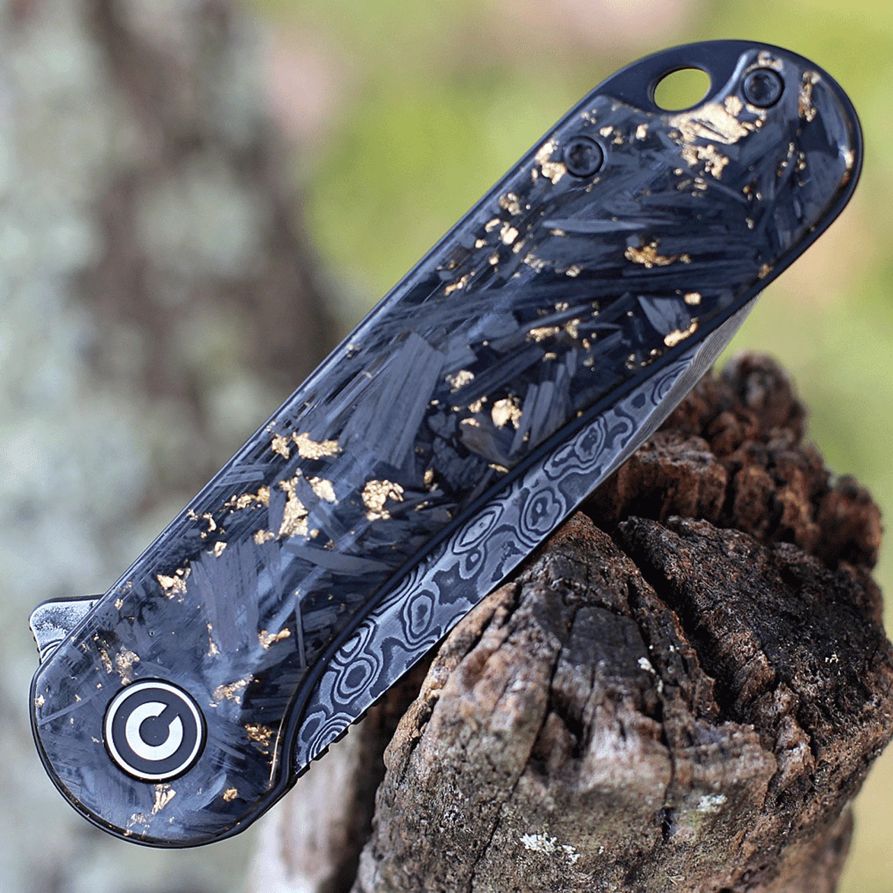 CIVIVI Elementum-Shred CF W/Gold (2.96" Damascus) C907C-DS1 3 CIVIVI Elementum-Shred CF W/Gold (2.96" Damascus) C907C-DS1 - Image 3