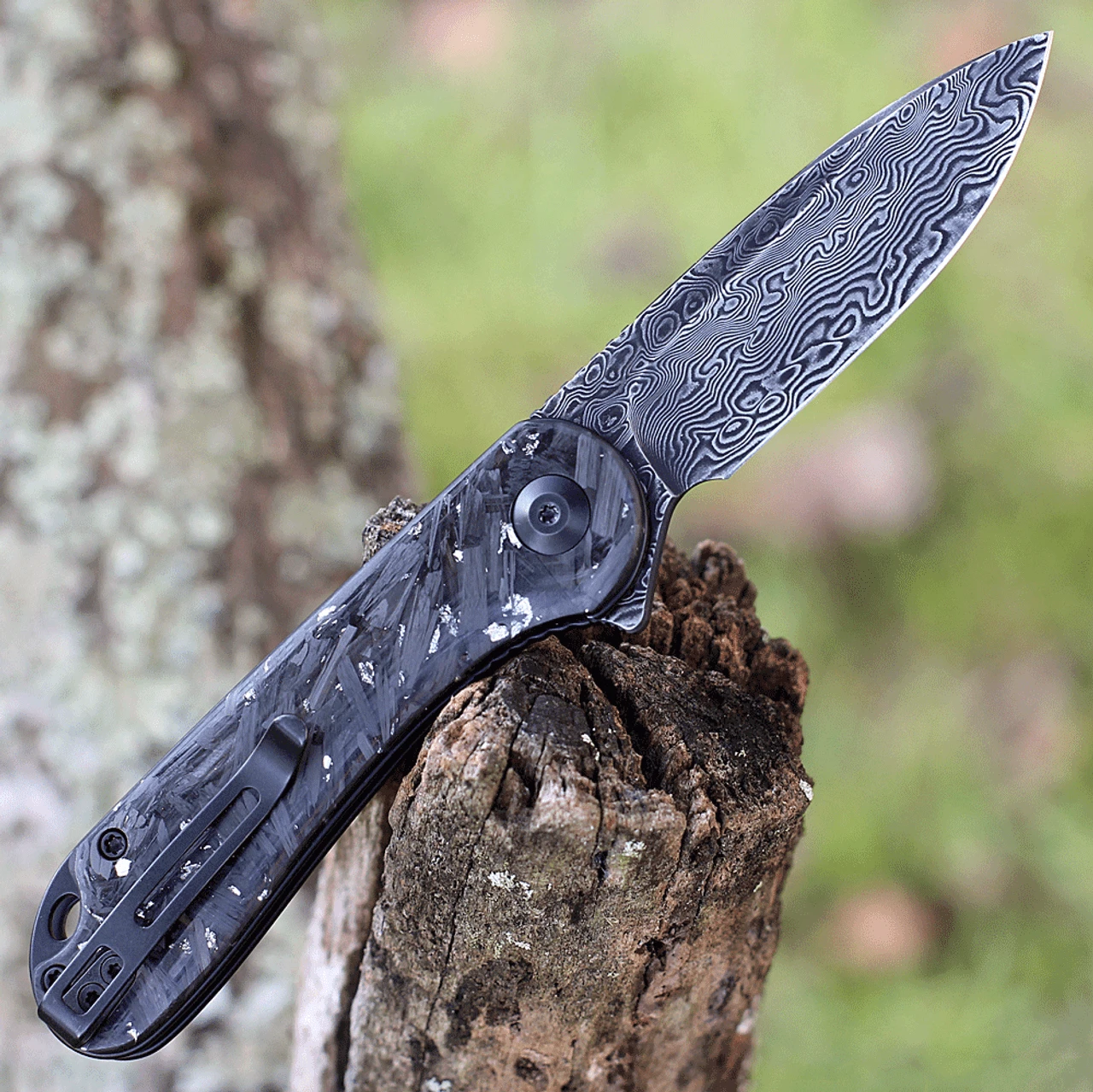 CIVIVI Elementum-Shred CF W/Silver (2.96" Damascus) C907C-DS2 2 CIVIVI Elementum-Shred CF W/Silver (2.96" Damascus) C907C-DS2 - Image 2