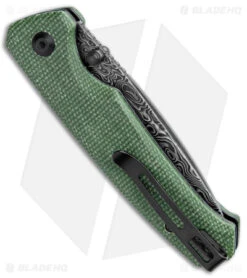CIVIVI Altus Button Lock Knife Green Micarta (3" Dark Damascus) C20076-DS1 -Civivi Knives Shop CIVIVI Altus Button Lock Gree Micarta Dark Damascus C20076 DS1 BHQ 139459 jr side