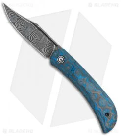 CIVIVI Appalachian Drifter Knife Blue G-10 W/ Rose CF (2.9" Damascus) C2015DS-2