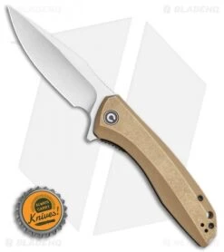 CIVIVI Baklash Flipper Liner Lock Knife Stonewashed Brass (3.5" Satin) -Civivi Knives Shop CIVIVI Baklash Flipper Liner Lock Stonewashed Brass Handle 3.5 C801J BHQ 115284 LS Bottlecap
