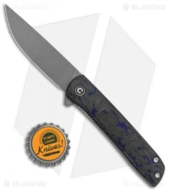 CIVIVI Brad Zinker Bo Liner Lock Knife Blue Carbon Fiber (2.9" Stonewash) -Civivi Knives Shop CIVIVI Brad Zinker Bo LL Blue CF SW BHQ 120914 jr bottlecap