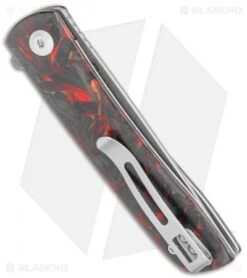 CIVIVI Brad Zinker Bo Liner Lock Knife Red Carbon Fiber (2.9" Stonewash) -Civivi Knives Shop CIVIVI Brad Zinker Bo LL Shred CF Red BHQ 120915 jr side