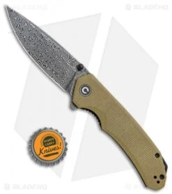 CIVIVI Brazen Drop Point Liner Lock Knife Olive Micarta (3.5" Damascus) -Civivi Knives Shop CIVIVI Brazen DP LL Olive Micarta Damascus BHQ 120933 jr bottlecap