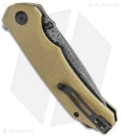 CIVIVI Brazen Drop Point Liner Lock Knife Olive Micarta (3.5" Damascus) -Civivi Knives Shop CIVIVI Brazen DP LL Olive Micarta Damascus BHQ 120933 jr side