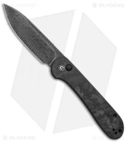 CIVIVI Elementum Button Lock Knife Black Shred CF (3.5" Damascus)
