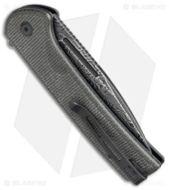 CIVIVI Conspirator Button Lock Knife Dark Green Micarta (3.5" Damascus) -Civivi Knives Shop CIVIVI Conspirtator Button Lock Dark Green Micarta Damascus BHQ 141467 jr side