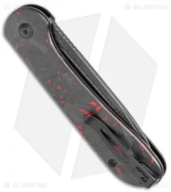 CIVIVI Elementum Button Lock Knife Red/Black Shred CF (3.5" Dam.)C2103DS-2 -Civivi Knives Shop CIVIVI Elementum Push Button Lock Shred CF with Red Damascus BHQ 120925 jr side