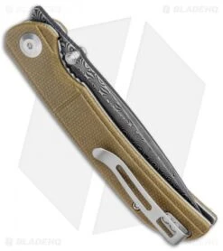 CIVIVI Imperium Liner Lock Knife Olive Micarta (3.5" Damascus) C2107DS-2 -Civivi Knives Shop CIVIVI Imperium LL Olive Micarta Damascus C2107DS 2 BHQ 123533 jr side