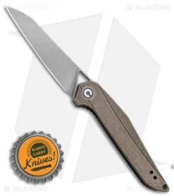 CIVIVI Isham Mckenna Liner Lock Knife Black Stonewashed Brass (2.9" Stonewash) -Civivi Knives Shop CIVIVI Isham Mckenna Liner Lock Knife Black Stonewash Brass 2.875in Stonewash C905D BHQ 114179 LS Bottlecap