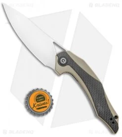CIVIVI Isham Plethiros Flipper Knife Tan/Carbon Fiber (3.45" Satin) C904A -Civivi Knives Shop CIVIVI Isham Plehiros Tan CF Satin C904A BHQ 96904 jr bottlecap