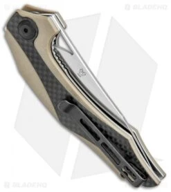 CIVIVI Isham Plethiros Flipper Knife Tan/Carbon Fiber (3.45" Satin) C904A -Civivi Knives Shop CIVIVI Isham Plehiros Tan CF Satin C904A BHQ 96904 jr side