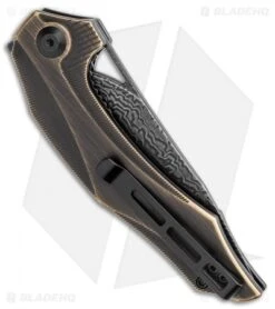 CIVIVI Isham Plethiros Flipper Knife Brass (3.45" Black Damascus) C904DS-3 -Civivi Knives Shop CIVIVI Isham Plethiros Flipper Knife Brass 3.45 Black Damascus C904DS 3 BHQ 113202 LS Side