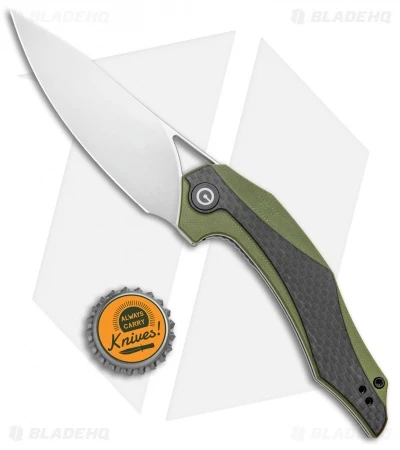 CIVIVI Isham Plethiros Flipper Knife Green/Carbon Fiber (3.45" Satin) C904B 4 CIVIVI Isham Plethiros Flipper Knife Green/Carbon Fiber (3.45" Satin) C904B - Image 4