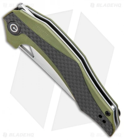 CIVIVI Isham Plethiros Flipper Knife Green/Carbon Fiber (3.45" Satin) C904B 2 CIVIVI Isham Plethiros Flipper Knife Green/Carbon Fiber (3.45" Satin) C904B - Image 2