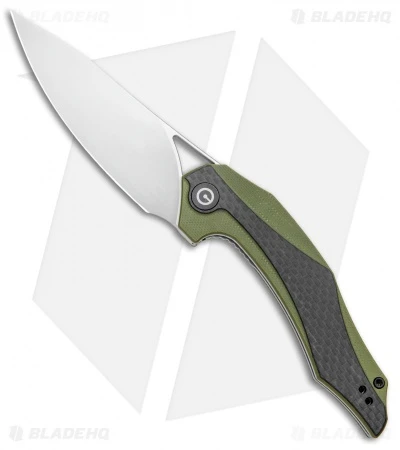 CIVIVI Isham Plethiros Flipper Knife Green/Carbon Fiber (3.45" Satin) C904B 1 CIVIVI Isham Plethiros Flipper Knife Green/Carbon Fiber (3.45" Satin) C904B
