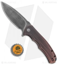 CIVIVI Praxis Liner Lock Flipper Knife Black Rubbed Copper (3.74" Damascus) -Civivi Knives Shop CIVIVI Praxis LL Black Rubbed Copper Damascus BHQ 134075 jr bottlecap