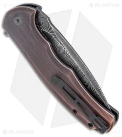 CIVIVI Praxis Liner Lock Flipper Knife Black Rubbed Copper (3.74" Damascus) -Civivi Knives Shop CIVIVI Praxis LL Black Rubbed Copper Damascus BHQ 134075 jr side