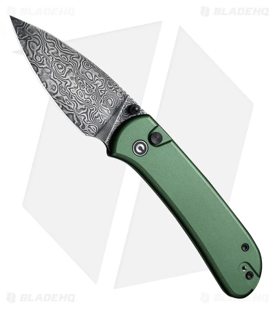 CIVIVI Qubit Button Lock Knife Green Aluminum (2.98" Damascus) 1 CIVIVI Qubit Button Lock Knife Green Aluminum (2.98" Damascus)