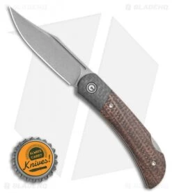 CIVIVI Rustic Gent Lock Back Dark Brown Matrix Micarta/CF (3" Gray Stonewash D2) -Civivi Knives Shop CIVIVI Rustic Gent Lock Back Dark Brown Matrix Micarta CF 2.97in Satin D2 C914E BHQ 114186 LS Bottlecap