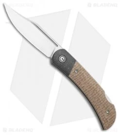CIVIVI Rustic Gent Lock Back Knife Tan Micarta/CF (3" Satin D2) C914C