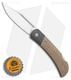 CIVIVI Rustic Gent Lock Back Knife Tan Micarta/CF (3" Satin D2) C914C -Civivi Knives Shop CIVIVI Rustic Gent Lock Back Knife Tan Micarta CF 2.97in Satin D2 C914C BHQ 104233 LS Bottlecap
