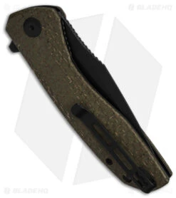 CIVIVI Baklash Flipper Liner Lock Knife Green Coarse Micarta (3.5" Black SW) -Civivi Knives Shop Civivi Baklash Flipper LLK Green Coarse Micarta 3in Black SW BHQ 151784 td side