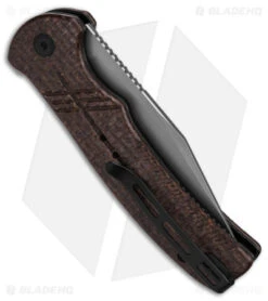 CIVIVI Cogent Button Lock Flipper Knife Coarse Brown Micarta (3.5" BB) C20038D-6 -Civivi Knives Shop Civivi Cogent BL Flipper Knife Coarse Brown Micarta 3in BB BHQ 145898 td side
